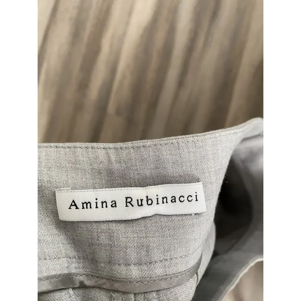 Amina Rubinacci Gray Wool Crop Cuff Trousers Size 44 IT/8 US Quiet Luxury Italy - Picture 6 of 6